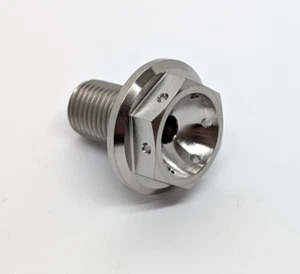 Honda CBR600RR Titanium drilled front spindle bolt 03-16 Ti hex flange head - Picture 1 of 4