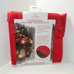 New Traditions Red Christmas Wreath Storage Bag 36'' x 6" - Imagen 1 de 5