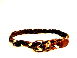 New Girls 34" Wide Brown & Gold Braided Belt BACK TO SCHOOL Size 10-14 - Picture 1 of 3