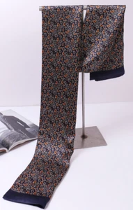 100% Silk men women Scarf satin neckerchief Wrap paisley navy blue red MY221-1 - Picture 1 of 3