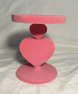Bath & Body Works Pink Flocked Heart Candle Holder - Picture 1 of 6