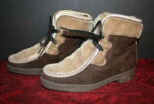 VTG Women's Mukluks Winter Boots 7 Suede Eskimo Nordic Boots Faux Shearling - Picture 1 of 11
