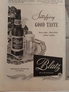 1944 Blatz Milwaukee Brown pilsener beer bottle vintage original ad - Picture 1 of 1