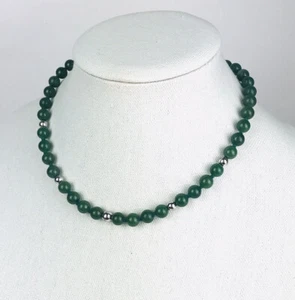 Collana di perle di giada Mine Finds by Jay King 8 mm verde nefrite argento 925 17" - Foto 1 di 12