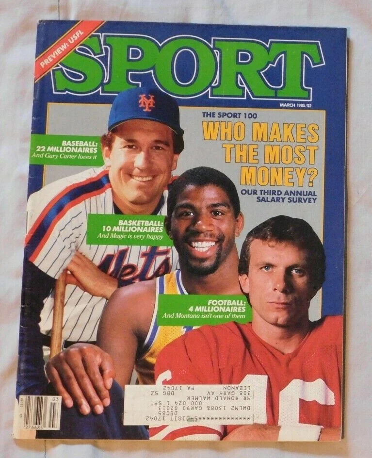 Revista deportiva Gary Carter Magic Johnson & Joe Montana marzo 1985 USFL vista previa Foto 1 de 1