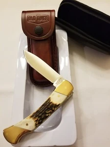 SCHRADE - UNCLE HENRY STAG LOCKBACK + SHEATH & CASE 5" CLOSED SCHRADE+USA BLADE - Picture 1 of 4