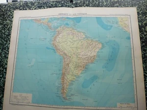 Carte géographique couleur de 1908: AMERIQUE DU SUD,PHYSIQUE - Picture 1 of 2