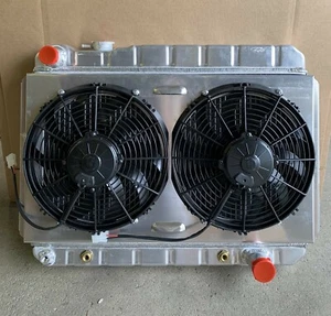 1966-1967 Chevelle Malibu El Camino Aluminum Radiator w/ Shroud and SPAL Fans - Bild 1 von 1