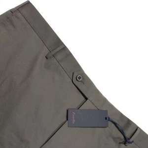 Zanella NWT Chinos / Casual Pants Size 46 US Parker In Solid Gray Cotton Blend - Picture 1 of 12