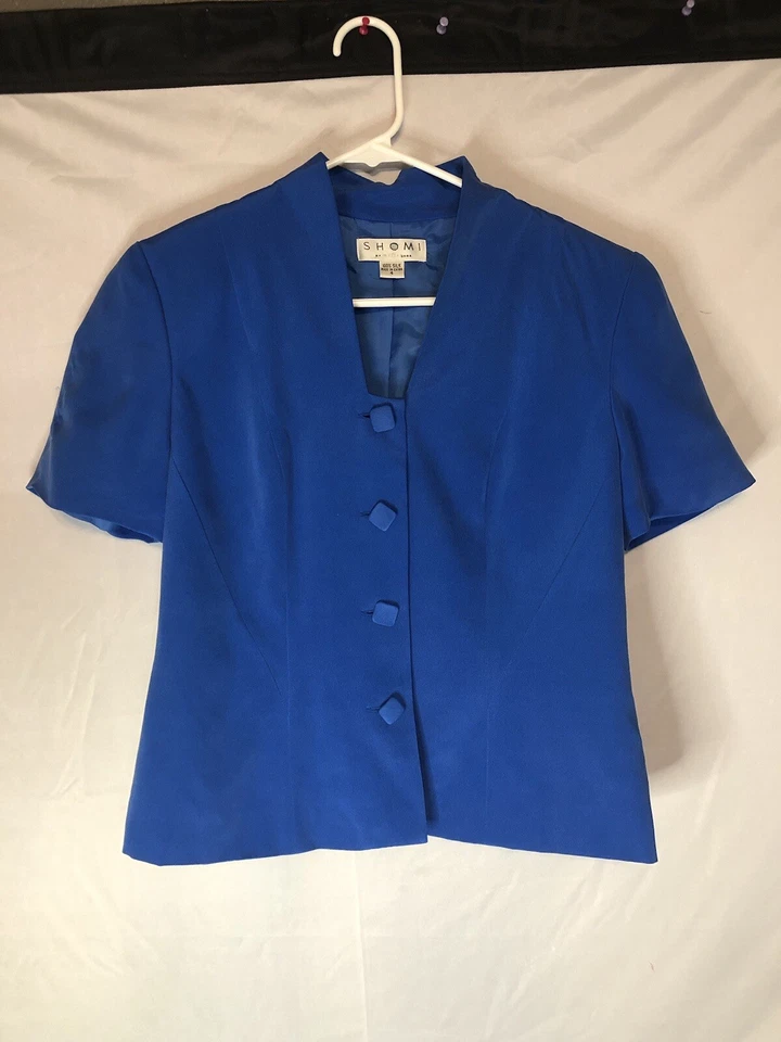 Chaqueta y falda mujer Shomi 2 piezas manga corta talla 4 100 % seda Foto 1 de 4