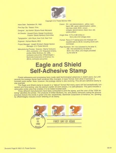 #9234 29c Estampillas de águila y escudo #2795-2797 USPS página de recuerdo - Imagen 1 de 1