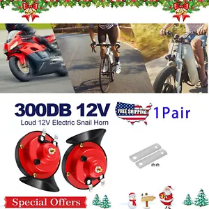 2x 12V 300DB Super Loud Train Horn Waterproof Motorcycle Car Truck Boat SUV - Picture 1 of 13