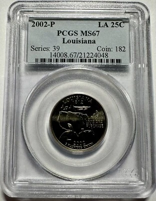 2002-P Louisiana State 25 Cent Quarter MS67 PCGS Certified ￼ - Image 1 of 2