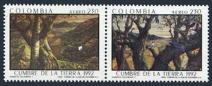 Colombia C852 ab pair, MNH. Mi 1864-1865.Earth Summit 1992. Tree,mountain,birds. - Picture 1 of 1