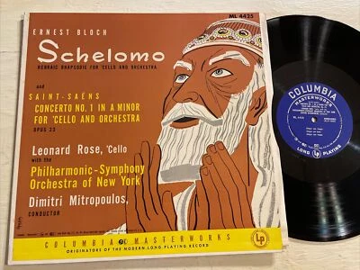 Leonard Rose Cello / Bloch / Saint-Saens / Mitropoulos LP Columbia 50s DG EX!!!! Foto 1 de 4