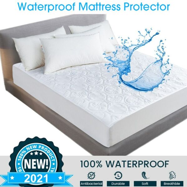 Waterproof Mattress Pad Cover Fitted Bed Protector Pad King Queen Full Twin USA