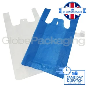 "BOLSAS DE TRANSPORTE CHALECO DE PLÁSTICO DE ALTA CALIDAD AZUL O BLANCO 11""x17""x21"" *TODAS LAS OPCIONES* - Imagen 1 de 7