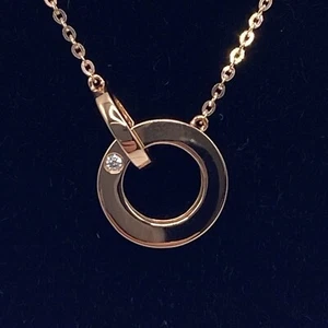 18K Gold Diamond Necklace 0.22cts Natural Diamond Solid Rose Gold UK Hallmarked - Picture 1 of 17