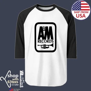 A&M Records Men's Raglan Black Size S to 2XL - Picture 1 of 1