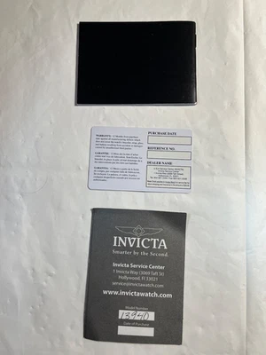 INVICTA WATCH  INTERNATIONAL GUARANTEE CARD, INSTRUCTION MANUAL, SERVICE INFO - Image 1 of 2