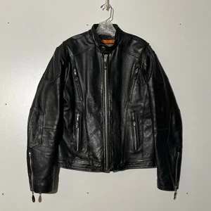 Vintage Wilson’s Leather Black Full Zip Motorcycle Jacket Quilted Lining Men’s S - Foto 1 di 8