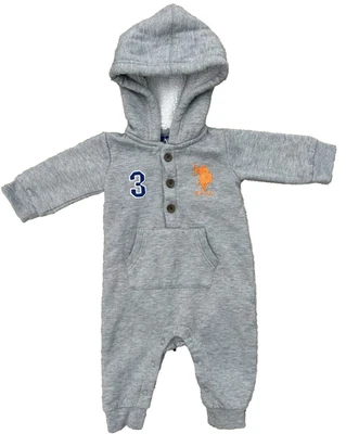 U.S. Polo Assn. Body Bebé Talla 3/6 Meses Sherpa Snap Mono Una Pieza Foto 1 de 4