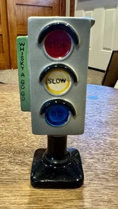 Vtg WHISKY A GO GO Enesco JIGGER Shot Glass CERAMIC Made In Japan TRAFFIC LIGHT - Picture 1 of 6