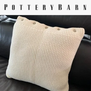 Ralph Lauren Button LAMBSWOOL Waffle KNIT Throw Pillow Cover CREAM 18x18 • $215 - Picture 1 of 13