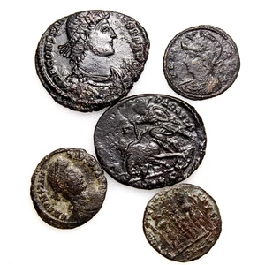 Group Lot of 5 Ancient Roman Coins Including Horseman and War Scenes (26) - Picture 1 of 3