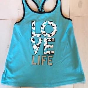 Justice Turquoise Tank Top Love Life Girls Size 12 - Picture 1 of 3
