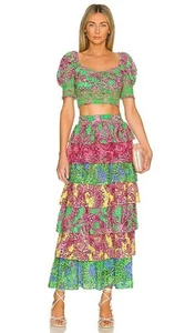 ALICE + OLIVIA JIA TIERED RUFFLE PAISLEY MAXI SKIRT & MATCHING TOP SZ.0/XS-NWT - Picture 1 of 5
