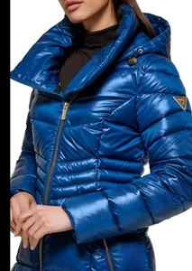 Neu mit Etikett Guess WASSERABWEISENDE LANGE GEFÜTTERTE JACKE MIT KAPUZE IN TIEFSEEBLAU Medium - Bild 1 von 5