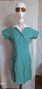 Halloween Vintage Housekeeping Green Uniform Size 36 All Cotton Monte Cloth 50's - Picture 1 of 11