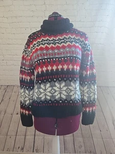 Suéter De Colección Copo de Nieve Fair Isle Tejido Cuello Alto Talla M Clásico Acogedor Pensar Tejido  - Imagen 1 de 8