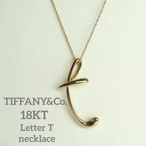 Tiffany & Co. Peretti Initial Letter "T" Necklace Pendant 18k Yellow Gold nobox - Picture 1 of 24