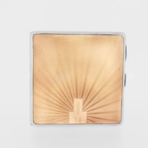 Art Deco English Sterling Silver & Guilloche Enamel Cigarette Case, 1936 - Picture 1 of 18