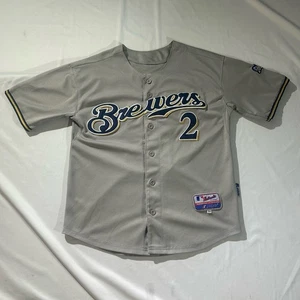 Camiseta deportiva vintage de los Milwaukee Brewers para hombre gris medio scooter Gennett Majestic MLB - Imagen 1 de 12