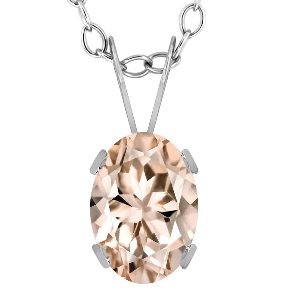 Colgante con cadena de morganita melocotón ovalado de 0,65 quilates con cadena Foto 1 de 1