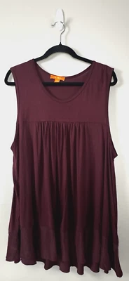 Tanque sin mangas Granate Sedoso Borde Fluido Largo XL Cami Romántico Boho Lujo Capas Foto 1 de 4