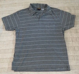 Fossil Shirt Mens Size Large Gray Polo Striped Short Sleeve Casual - Picture 1 of 3