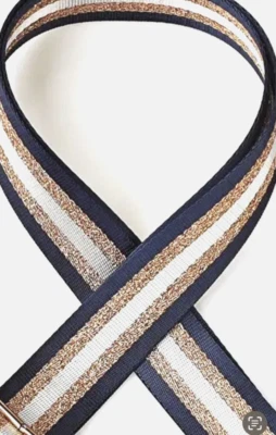 Navy Blue Crossbody Guitar Strap Metallic Shoulder Camera Handbag Replacement - Image 1 of 3