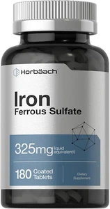 Horbäach Iron Ferrous Sulfate 325Mg | 180 Count | Vegetarian, Non-Gmo & Gluten F - Picture 1 of 7