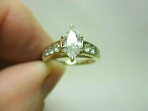 2.00 CT Marquise Simulated Diamond Women's Ring 14K Yellow Gold Plated - Picture 1 of 5