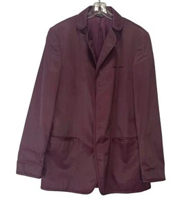 VERSACE Techno Jeans Satin Blazer Burgundy Size 50 M/L Rare Vintage Hide Buttons - Picture 1 of 24