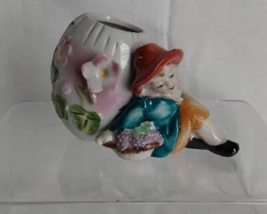 Vintage Royal Japan Pflanzgefäß mit Jungen und Beerenkorb - Bild 1 von 8