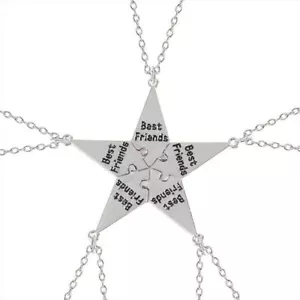 5Pcs Friendship Necklace Best Friend Pendant Chain Silver Color Charm Necklaces - Picture 1 of 20