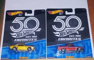 Hot Wheels 50th Anniversary Favorites '56 Chevy and the ‘69 Camaro - Lot of 2 - Picture 1 of 10