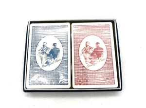 FRÜHSTÜCK JUBEL KAFFEE Braun & Bigelow Spielkarten (2) Sets Rot Blau mit Box - Bild 1 von 9