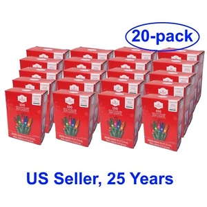 20 Boxes x 100 Stay-Lit Multicolor String Lights ~Incandescent, No Flicker! - Picture 1 of 2