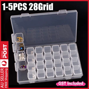 28 Grid Plastic Compartment Storage Box Container Jewellery Bead Craft Organiser - Picture 1 of 16